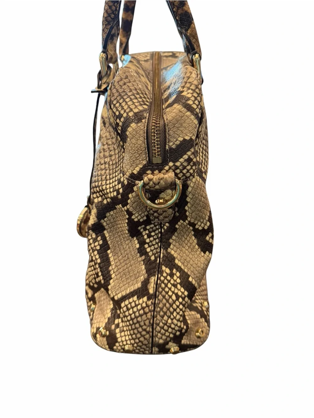 Michael Kors Uptown Astor Python Snake Embossed Leather Studs Satchel Crossbody